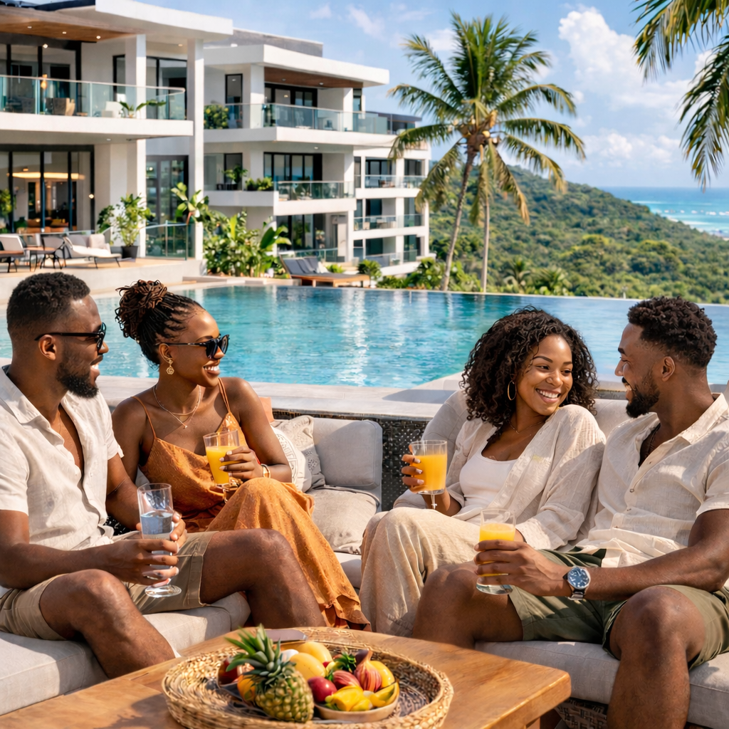 Modern apartment complex with pool in Zanzibar