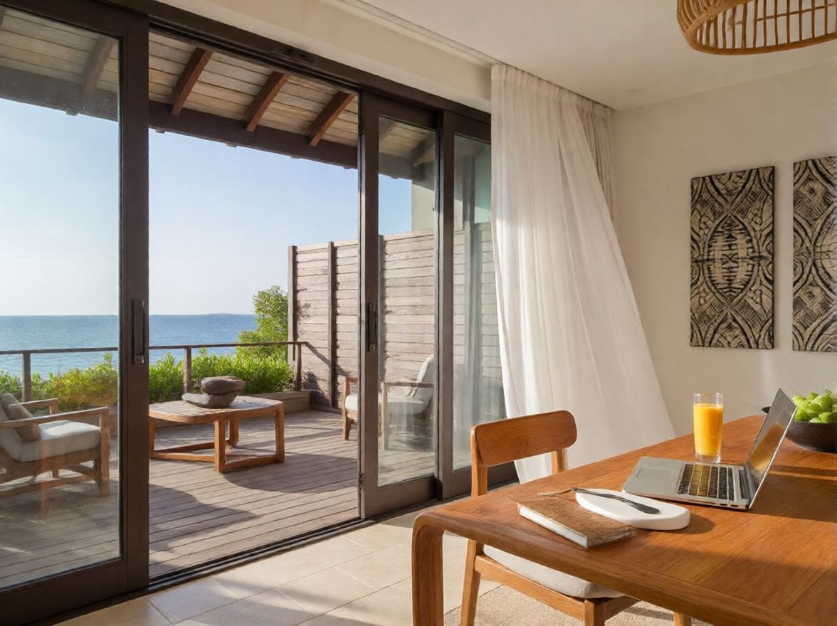 Working from a beachfront apartment in Zanzibar